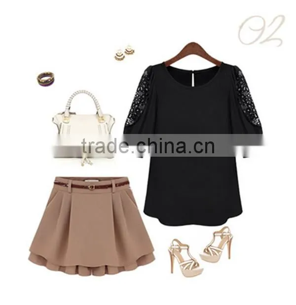 European and American style large size look slim chiffon fashion summer latest loose t shirt