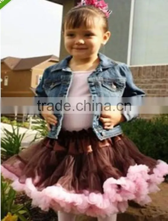 2014 Hot Super Fluffy Girls Party Dance Chocolate Pettiskirts Ballet Girls Ruffled Tutu Fluffy Chiffon Soft Summer Pettiskirts