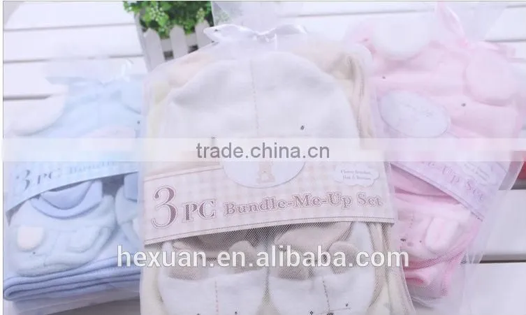 Mesh bag baby new winter animal hat and mitten set