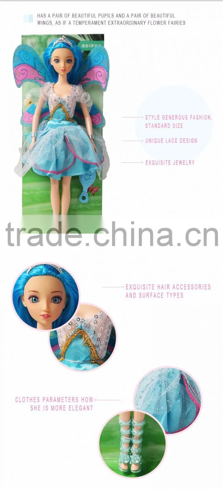 Custom realistic vinyl flying fairy cute barbiee doll