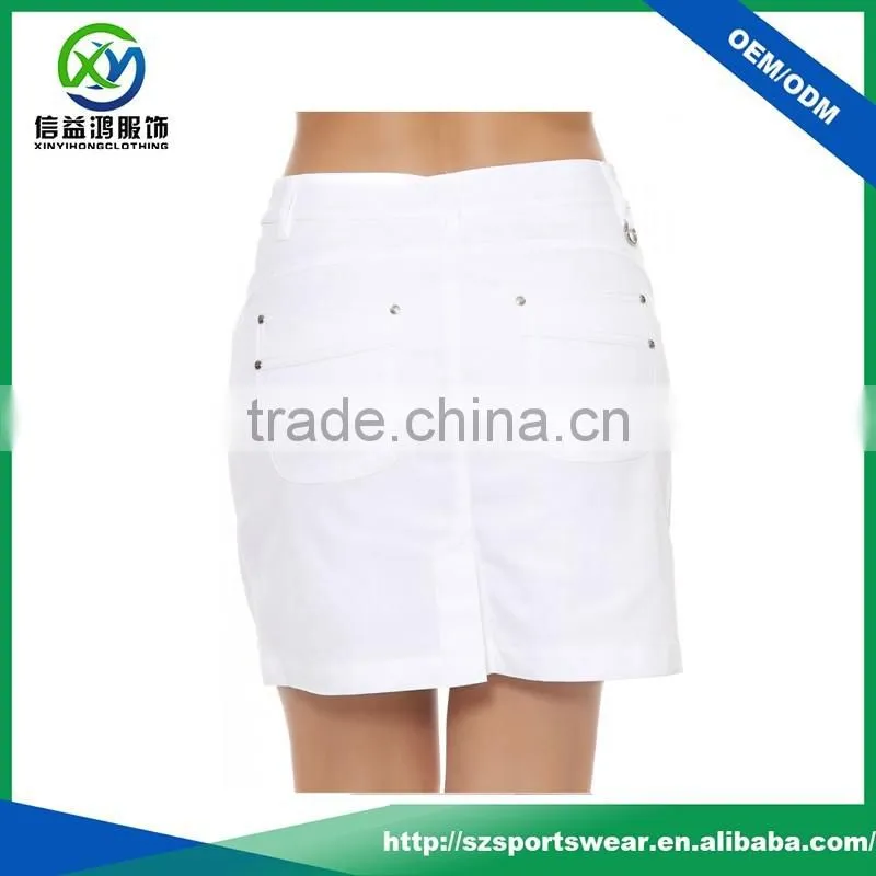 New Arrival White Perfect Fit Mid-rise Waist With Belt Loops Golf Lady Skort