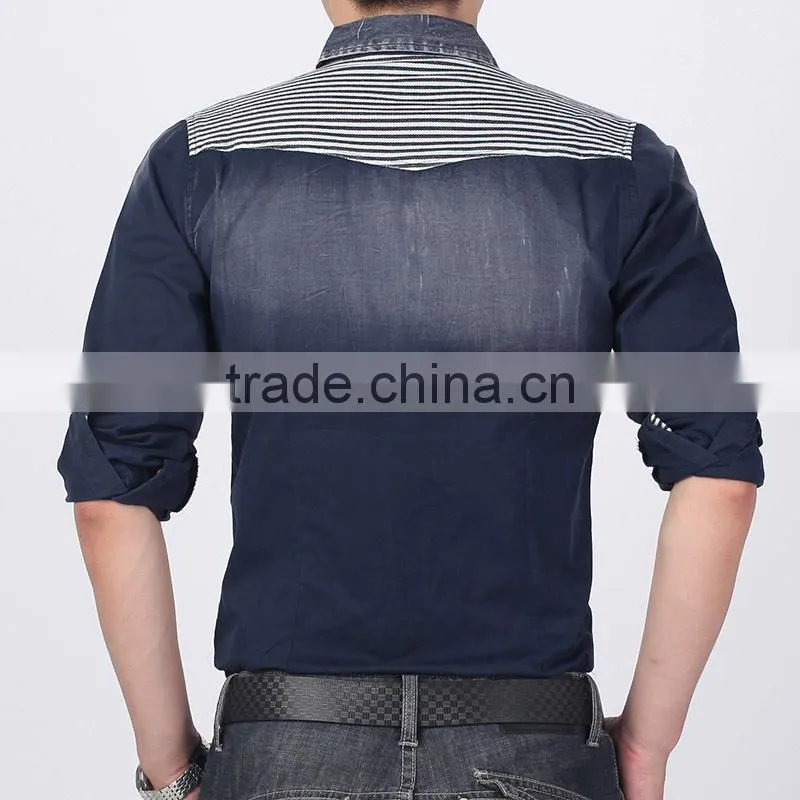 Unusual design denim Men shirt