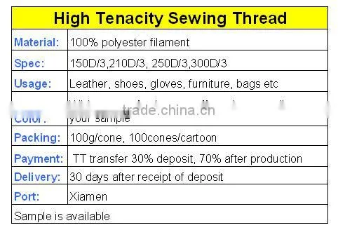 High Tenacity Polyester Sewing Thread 150D 210D