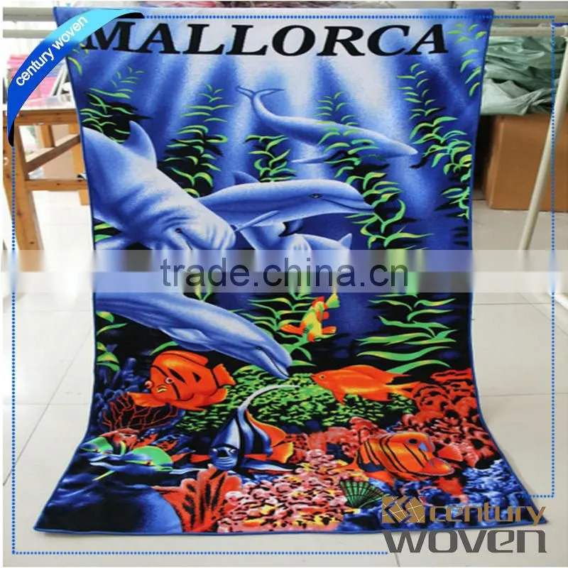 Velour reactive printing beach towel photo printed velour beach towel