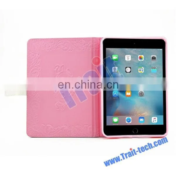 Diamond Studded Magnetic Buckle Flip Stand TPU+PU Leather Case for iPad Mini 4