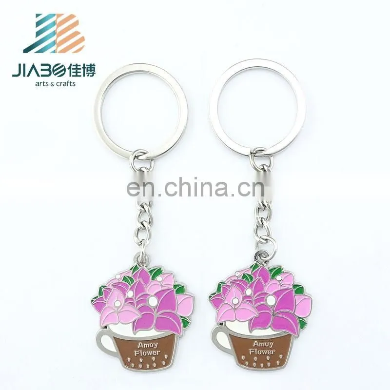 Jiabo custom potted plant beautiful flower metal keychain