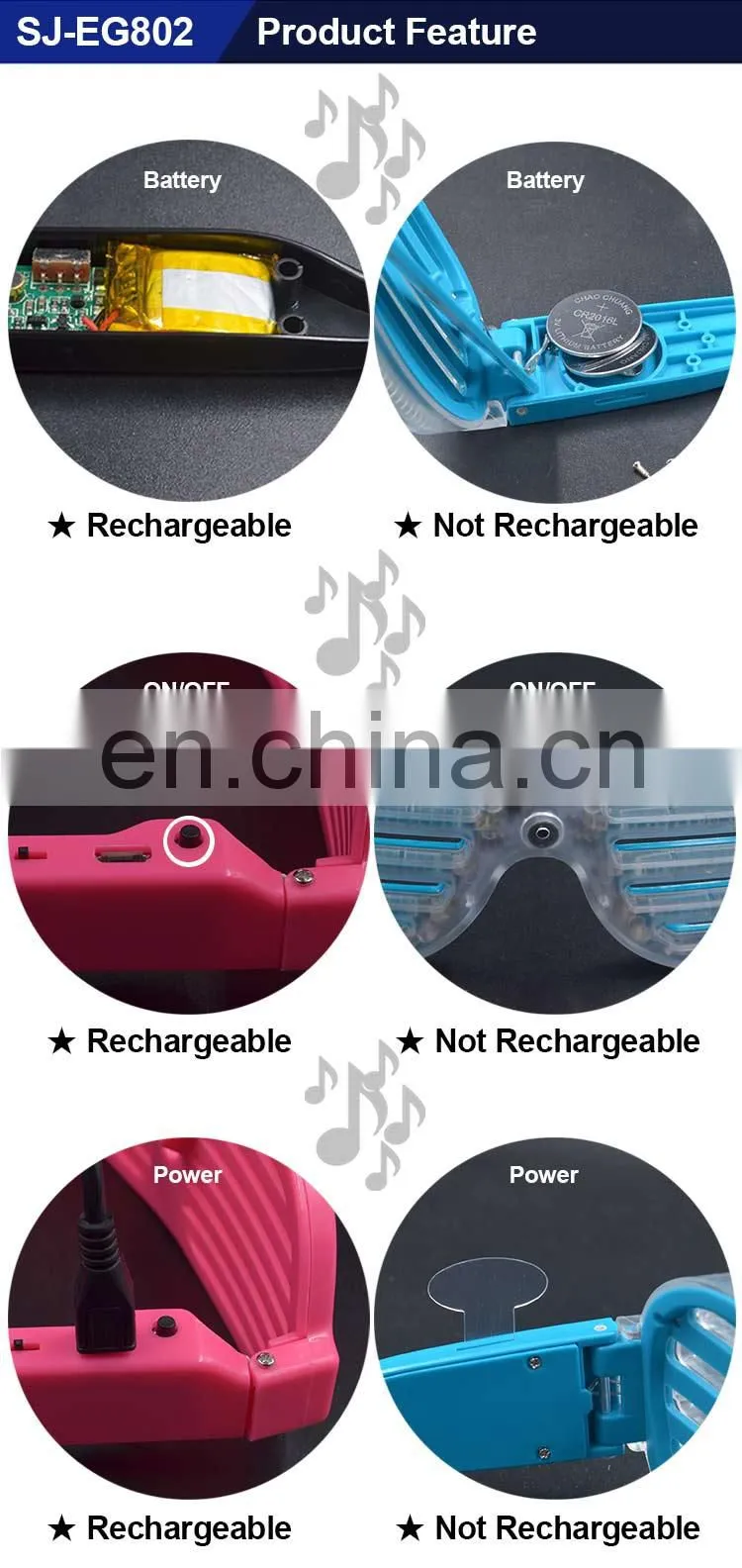 Hot Sale New Product New Design Sound Activated LED Glasses Color Customized New Style