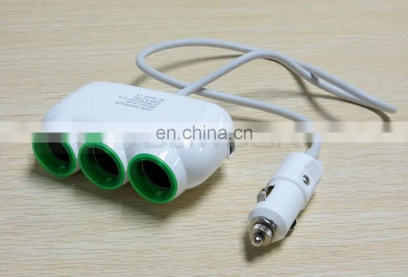 3 Way Auto Dual USB Port Car Cigarette Lighter Socket Adapter Charger for iPhone Samsung Phone