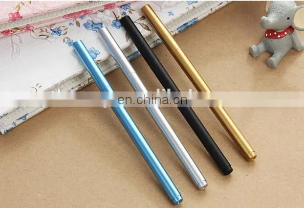 Slim blue gel pen polished metal sign gel pen
