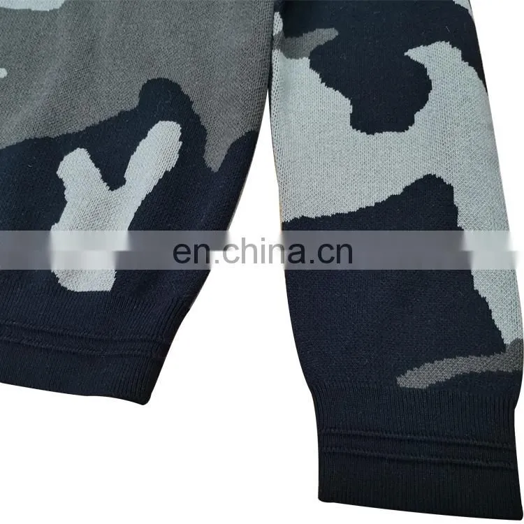 DiZNEW Wholesale Custom 100% Cotton Camo Sweaters O-neck Sweater Men