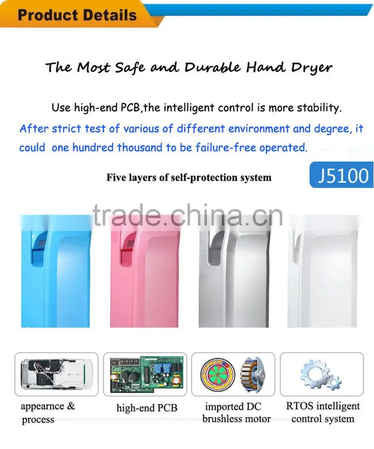 ABS plastic automatic standing air hand dryer jet for hotel bathroom
