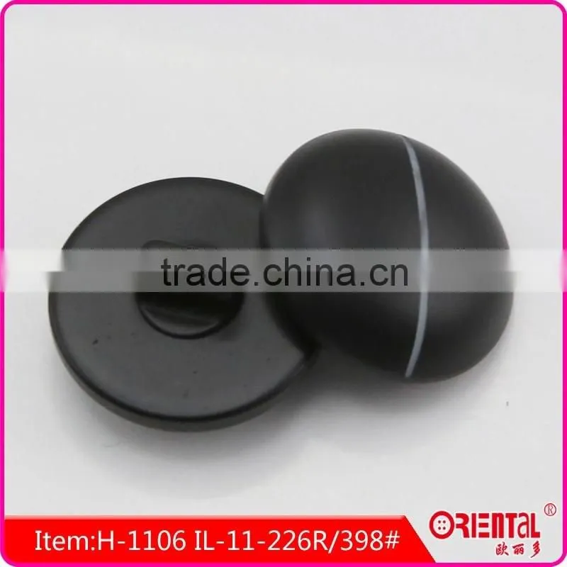 High end black mushroom shape plastic coat button with laser designs