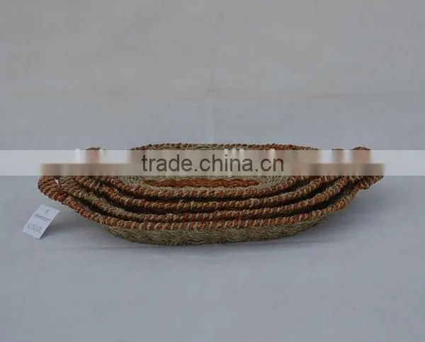 set of 4 wholesale seagrass woven tray food serving tray