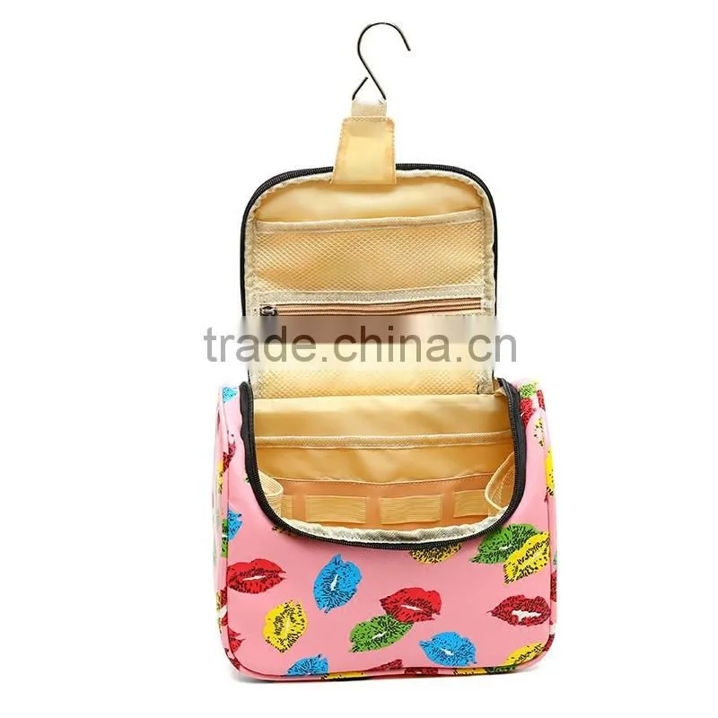 Custom make printed canvas toiletry bag, large hanging travel toiletry bag, travel wash bag for women
