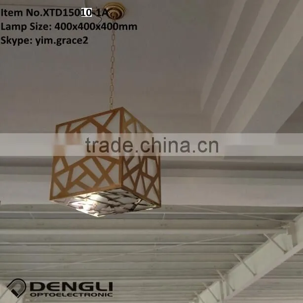 E27 iron cube modern indoor decorative hanging pendant light for restaurant bar coffee shop shopping mall