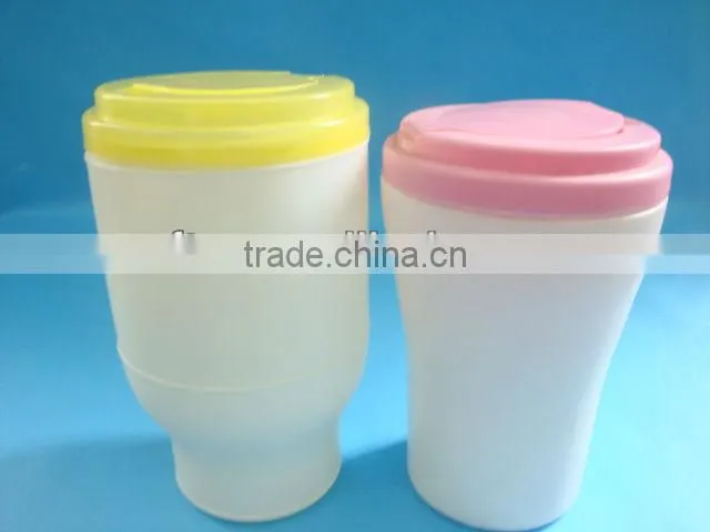 plastic wet wipe box in round shape for 80-120pcs wipes/plastic container for wet wipes
