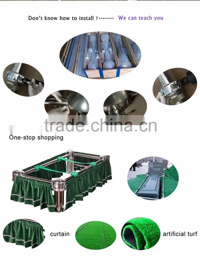 Funeral supply cemetery casket coffin lowering device with stands