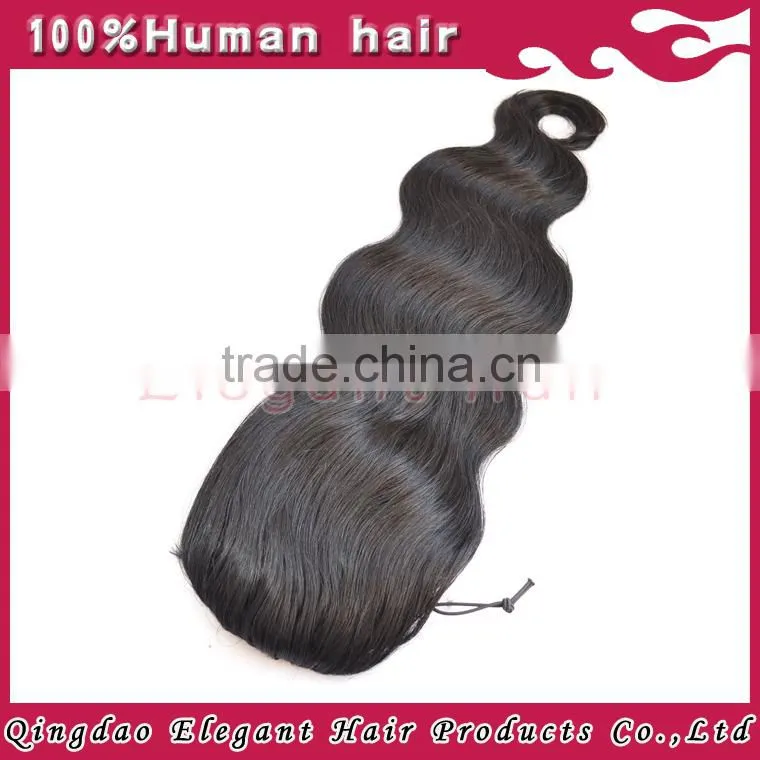 Indian Remy Hair Drawstring Ponytail With Clip, Wrap Around Human Hair Ponytail