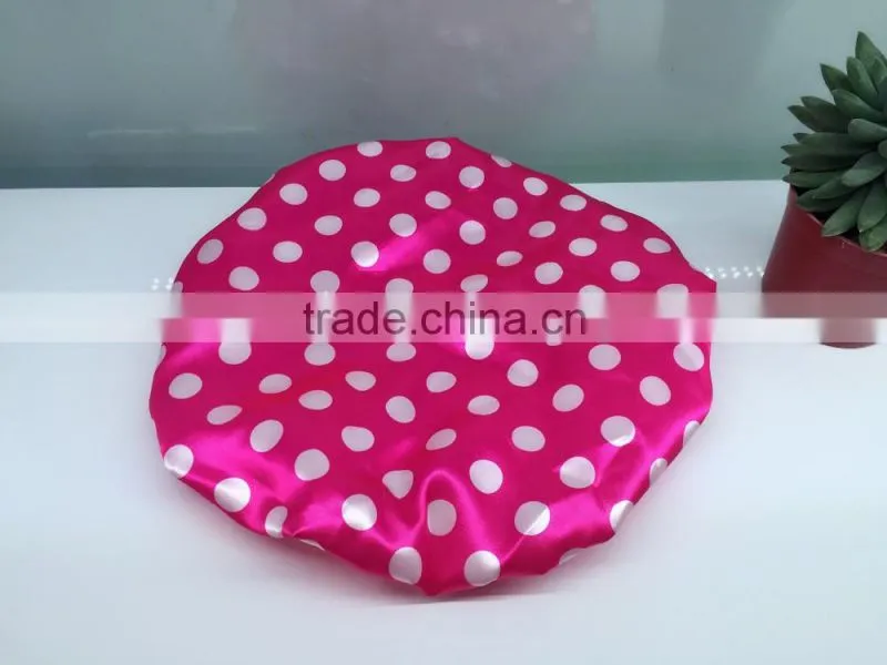 dot printed shower cap