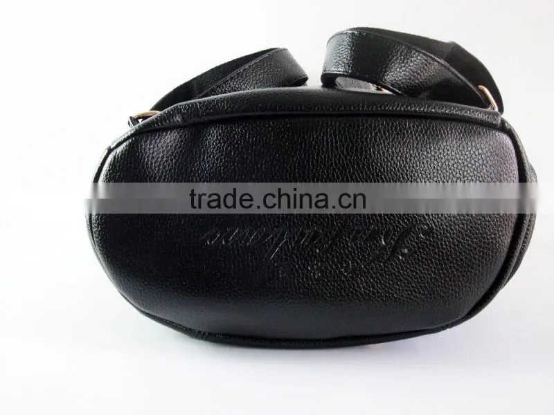 2015 Fashion Hot Selling Black PU Leather Backpack Custom Logo Backpack