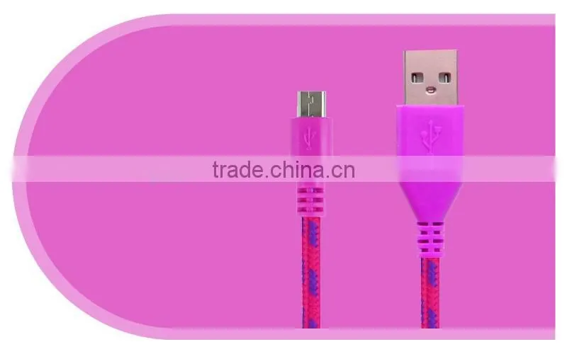 HOT 1M/2M/3M Nylon Fabric Braided Micro Data Sync USB Cable