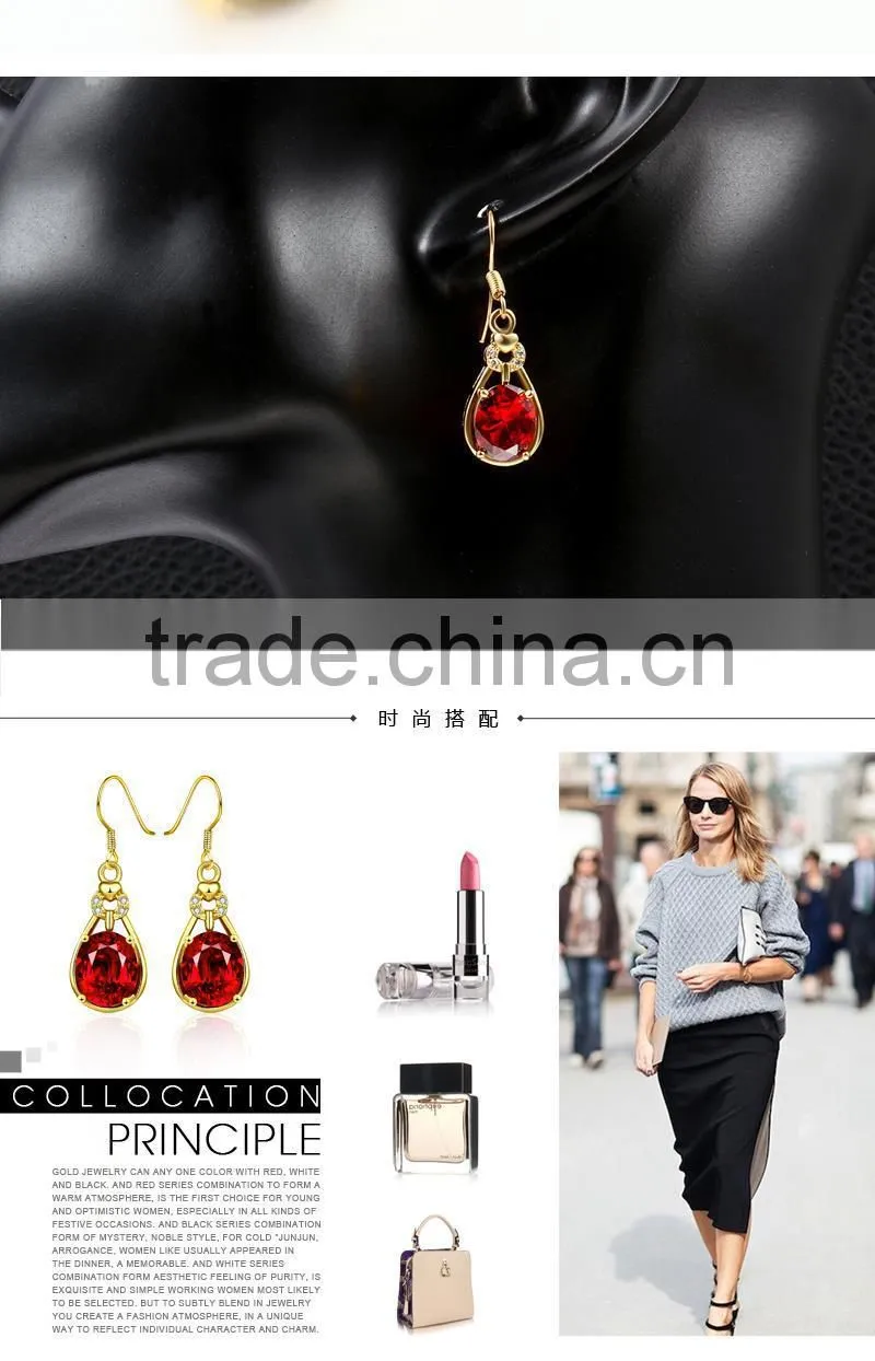 2015 latest fashion jewellery indian gold crystal drop earrings