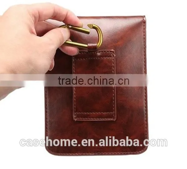 6.3" Dark Brown Small Shoulder Bag Universal Mobile Phone Leather Case