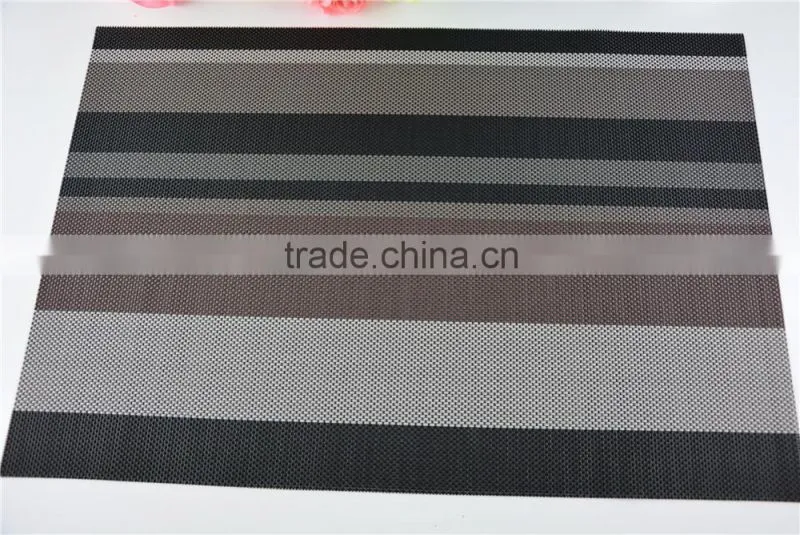 High quality dark color black with brown PVC strip placemat table mat home decoration