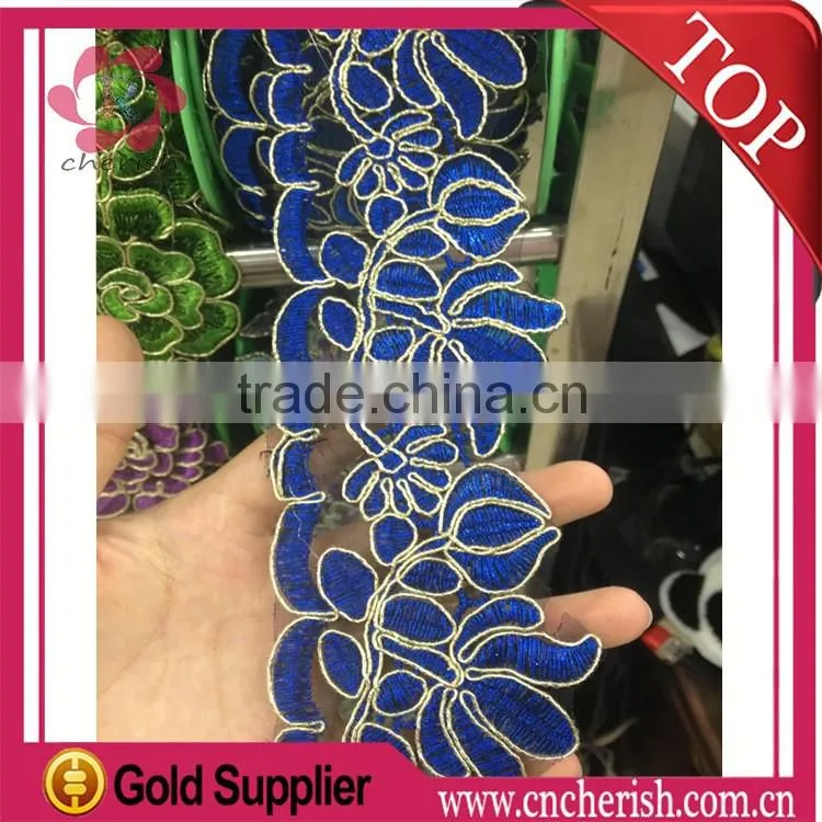 Wholesale royal blue guipure lace fabric french embroidered tulle lace for Islamic middle east Mohammedan