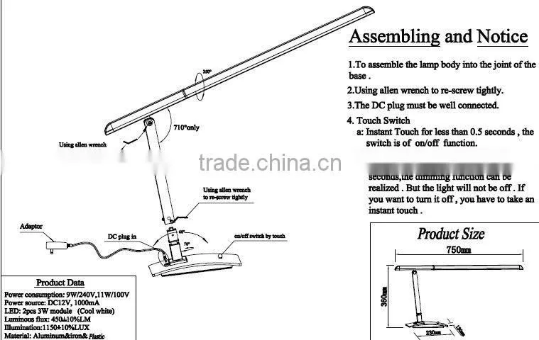 led desk reading light JK807 night light