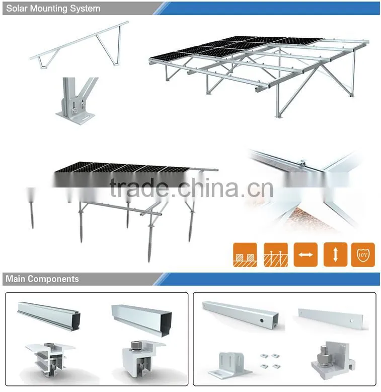 1kw rooftop installation alluminum solar racking solar panel mounting