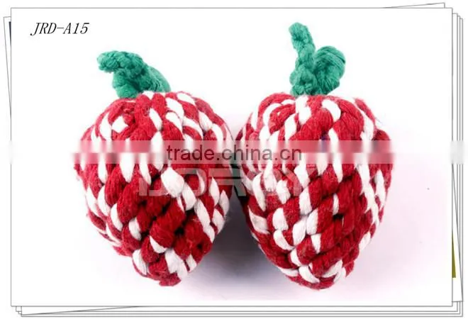 2015 cotton rope plush strawberry toy dog toys free samples