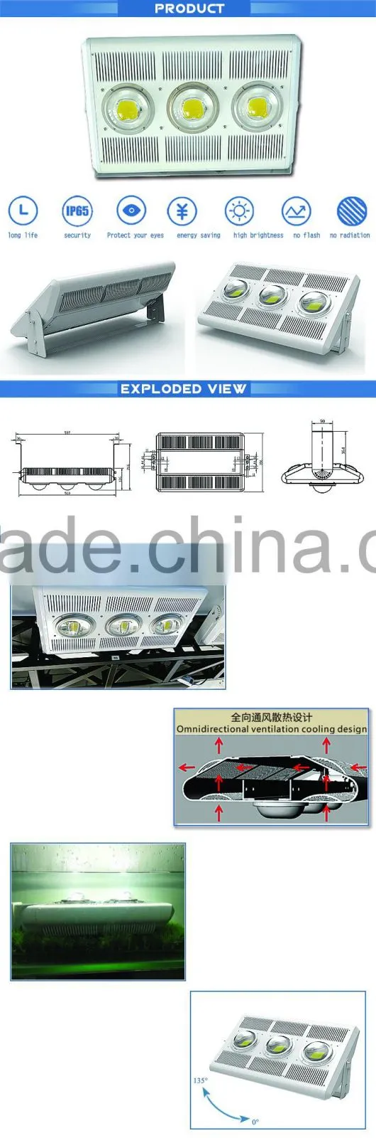 alibaba china module 100w led tunnel light optical lens