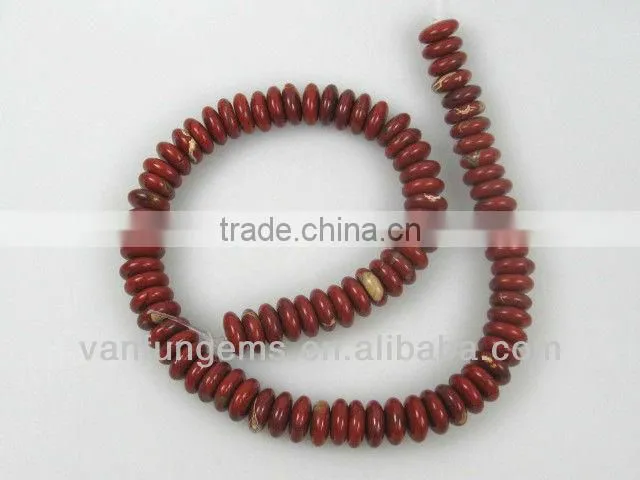 Gemstone Poppy jasper rondelle beads for jewelry