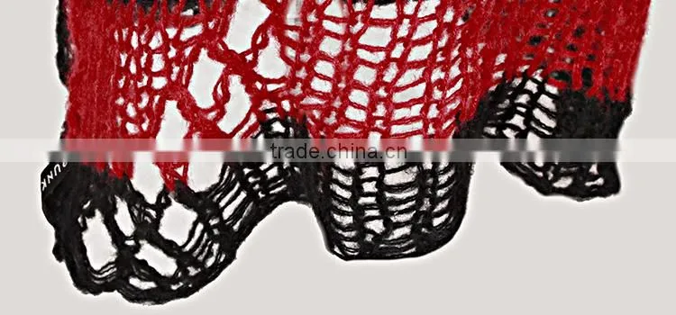 PM-004 Branded Red and Black Fashion Punk Rave Broken Pullover Striped Sweater