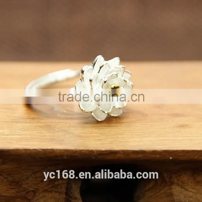 Fashion Jewelry Type 925 Sterling Silver Coral Flower Wedding Rings Wholesale Korea Jewelry