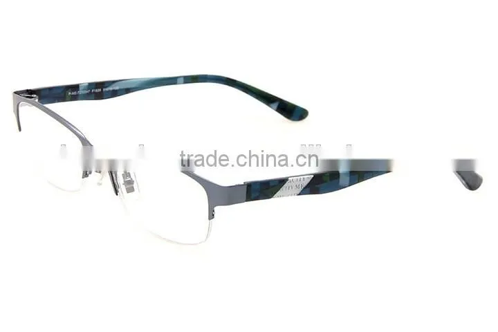 Half frame stainless steel facing acetate temple spectacle frames