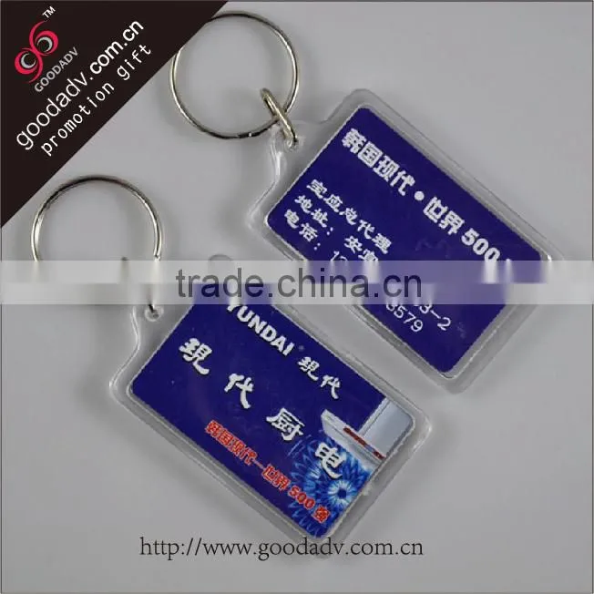 Fashion promotional items custom printed clear acrylic photo keyrings