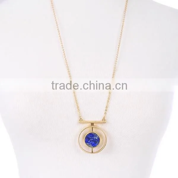 Long Round Marbleized Sphere Pendant Necklaces