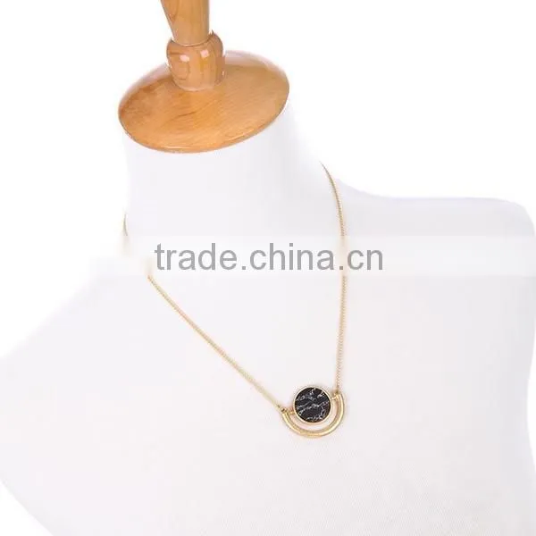 Long Round Marbleized Sphere Pendant Necklaces