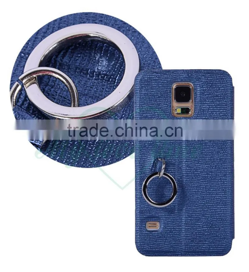Newest Smart Phone Leather Wallet Case for Samsung Galaxy S5 with Special Ring