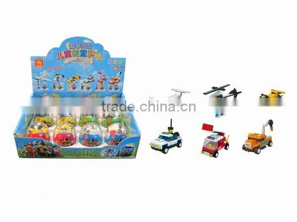 MINI 6 in1 police car fire car racing car Block Set CAPSULE toy
