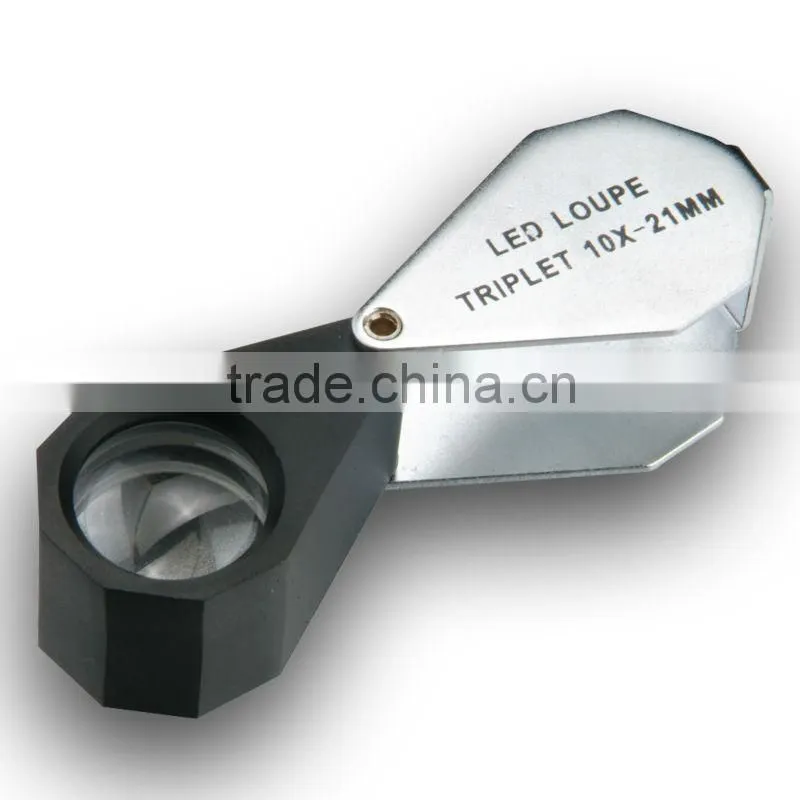 10x Magnification Triplet Lens with 6 Built-in LED Light 21mm Jeweler Loupe