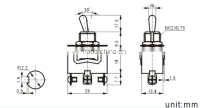 KN3(C)-102 15A 250V different types of guitar toggle switches / medium toggle switch / spring return toggle switch(FBELE)