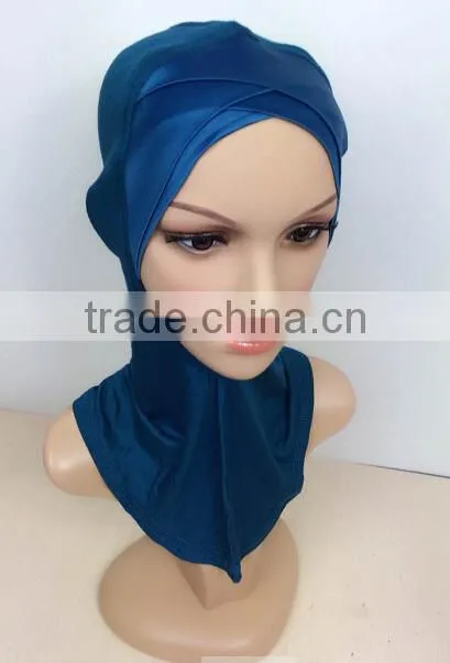 C063 new style satin double crossover ninja inner underscarf,full underscarf to cover neck