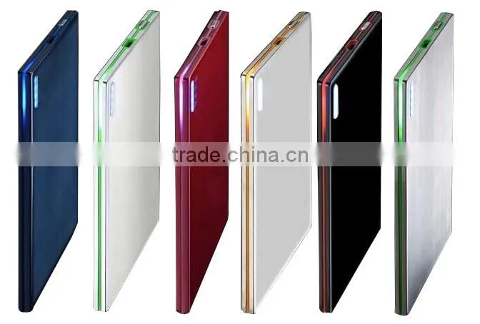 Ultra Slim, Credit Card Size, Aluminum Material 2000mAh Wallet-Sized Portable Charger External Battery Power Bank