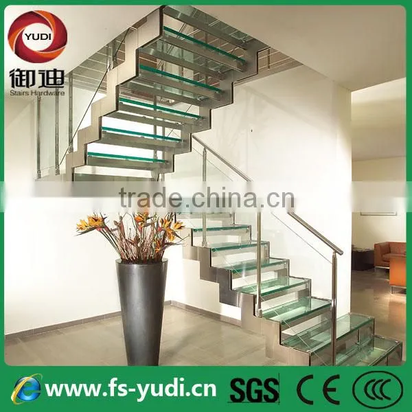 modern straight glass interior metal staircases factory
