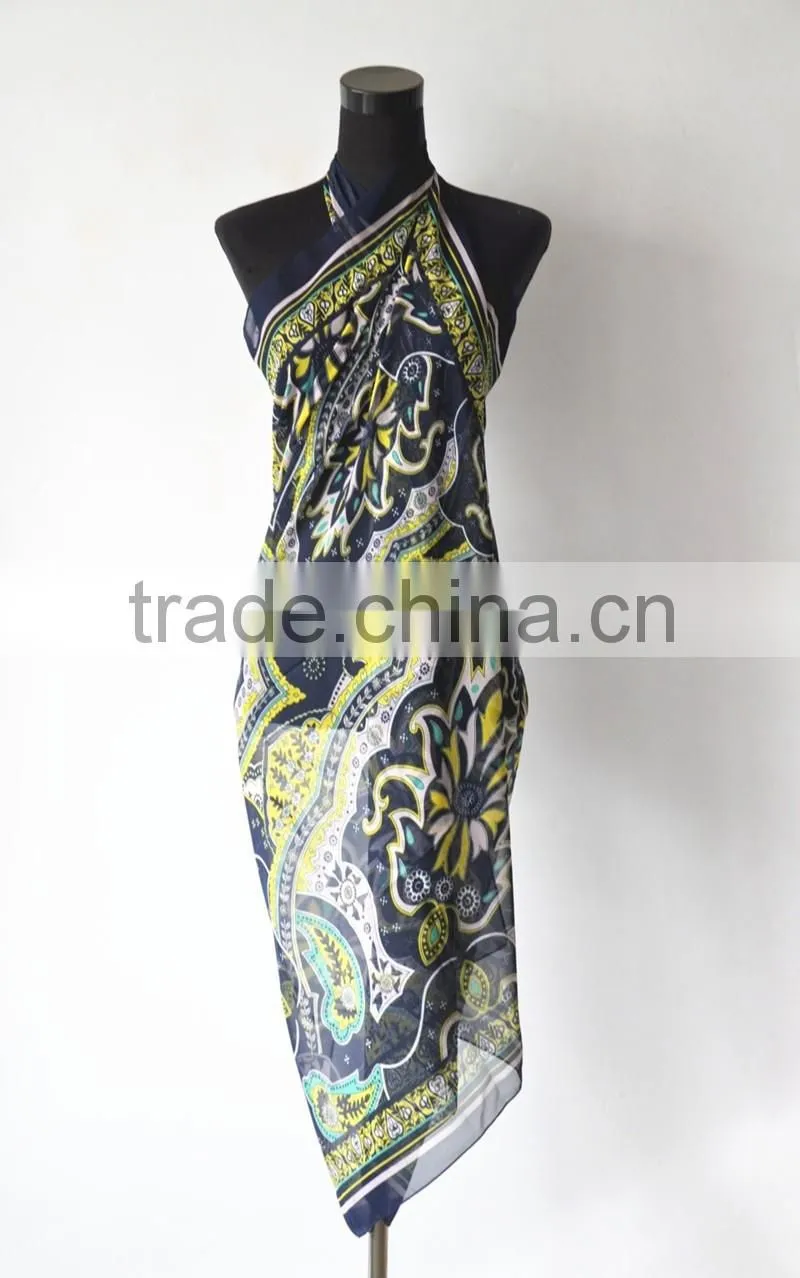 High Quality Mature Design Transparent Polyester Chiffon Sarong Pareo