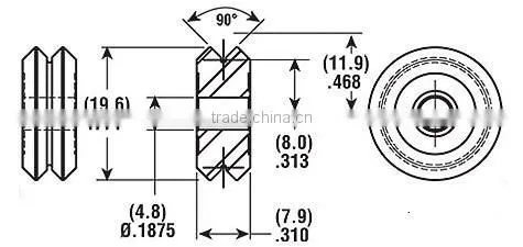 SW1 2RS 4.763mm bore 9Cr18Mo(440C) Stainless Steel Dual V Guide Wheel Stainless Double Row Angular Contact Ball Bearings