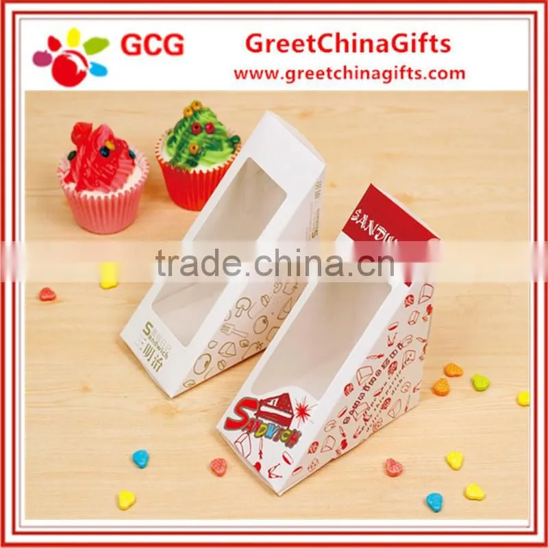 White Cardboard Tke Away Sandwich Packing Boxes with Clear PVC